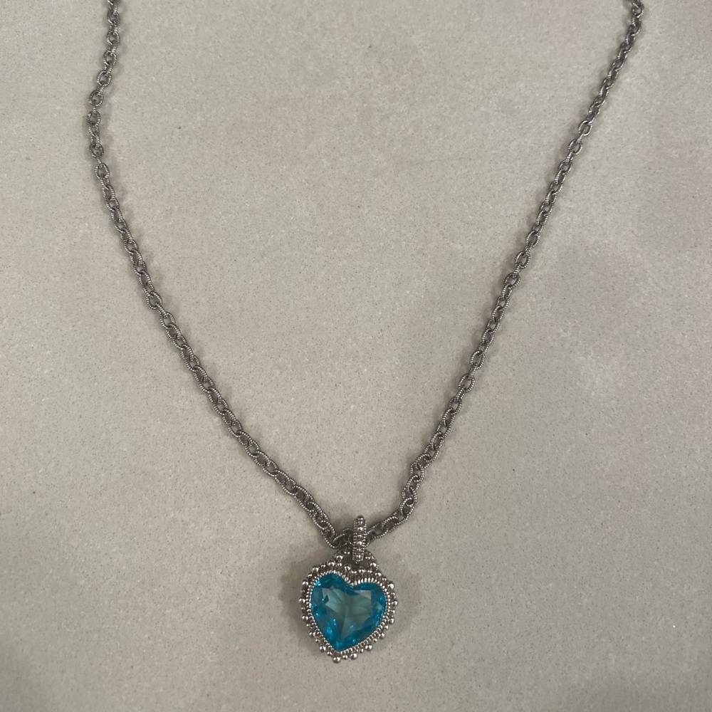 Judith Ripka Blue Heart Pendant Necklace